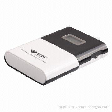 Portable power bank with 10,400mAh capacity and dual USB ports